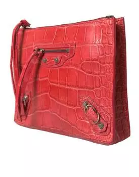 Balenciaga Женский клатч из экзотической кожи аллигатора, красный