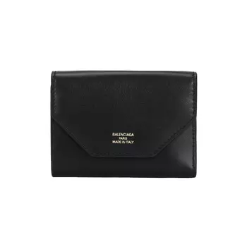 Balenciaga Женский кошелек из гладкой телячьей кожи, черный