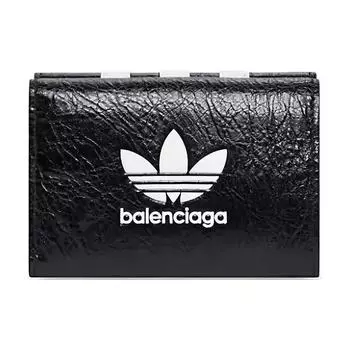 Balenciaga Женский кожаный кошелек Adidas Collaboration, черный