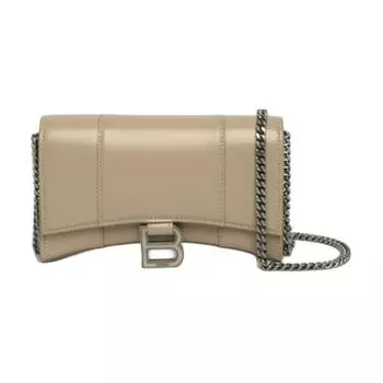 Balenciaga Женский кожаный кошелек через плечо, серо-коричневый
