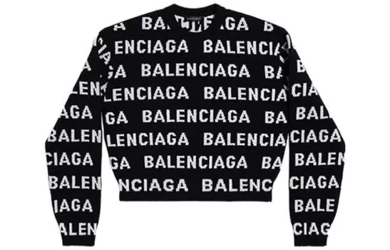 Свитер женский Balenciaga Logo Intarsia, черный