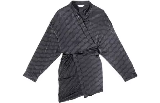 Платье Balenciaga Monogram с длинными рукавами, черный