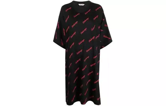 Платье женское Balenciaga с короткими рукавами, черный
