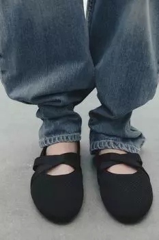 Балерины из перекрещивающейся ткани ZARA, черный