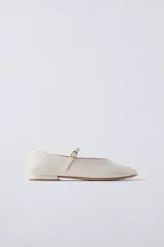 Балерины с лакированной отделкой ZARA, экрю белый