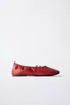 Балерины в кружевах ZARA, красный