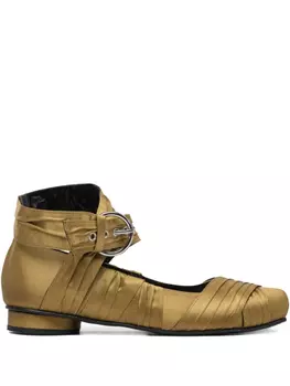 Балетки ALOHAS Volant с плиссировкой и пряжкой, золотой