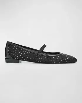 Балетки Arabella с заклепками в сетку Stuart Weitzman, цвет Black