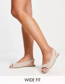 Балетки ASOS Wide Fit Lemonade из натурального материала с открытым носком