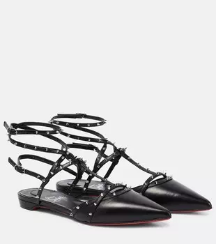 Балетки Bombina Spikes с ремешком на пятке Christian Louboutin, черный