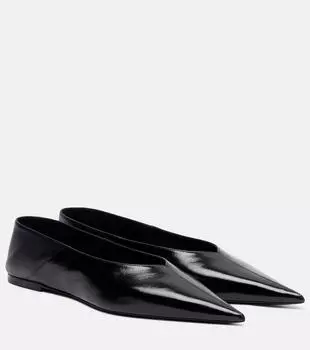Балетки Carolyn из кожи Saint Laurent, Noir/ Noir