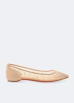 Балетки Christian Louboutin Follies Strass, бежевый