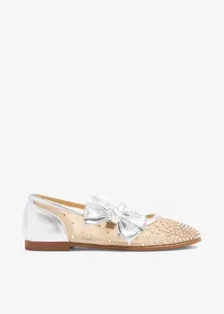 Балетки Christian Louboutin Melodie Strass Ballerinas, серебряный
