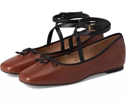 Балетки Cole Haan Nicolette Ankle Strap Ballets, цвет Dark Cuoio Leather/Black Leather