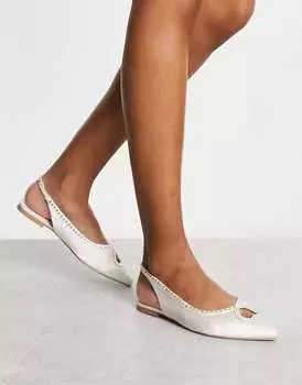 Балетки цвета слоновой кости с бриллиантами ASOS Lust heart