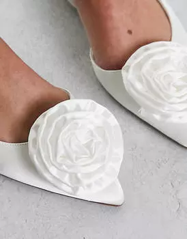 Балетки цвета слоновой кости с корсажем и пяткой на пятке ASOS DESIGN Lovable