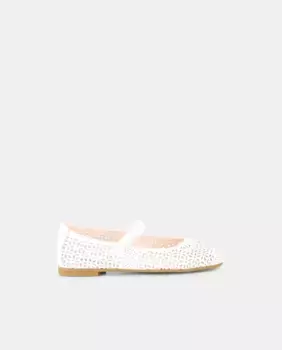 Балетки для девочек с антибактериальной подошвой inTech и эластичной застежкой Paola, белый