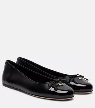 Балетки Double G из кожи Gucci, Nero/Nero
