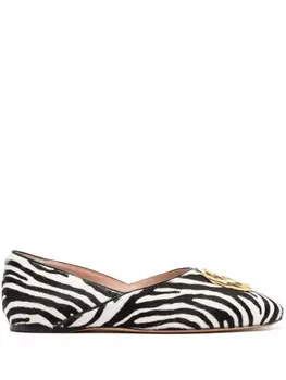 Балетки Emblem с зебровым принтом Bally, черный