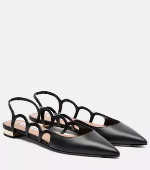 Балетки Endless Love на ремешке из кожи Aquazzura, черный