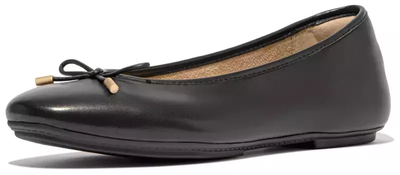 Балетки Fitflop "Delicato Bow", лоферы, полуботинки, тапочки с тонким бантиком, черный