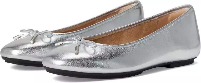 Балетки FitFlop Delicato Bow Soft Metallic-Leather Ballerinas, серебряный