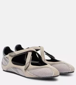 Балетки Floor 01 из замши и сетки The Attico, серый