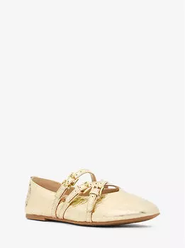 Балетки Indy Flex из потрескавшейся металлизированной кожи Michael Kors, золотой
