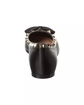 Балетки из атласа и кожи Valentino Rockstud, черный