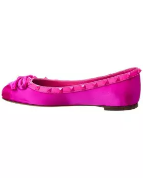 Балетки из атласа и кожи Valentino Rockstud, розовый