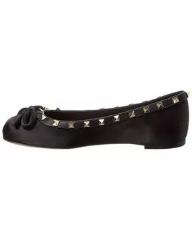 Балетки из атласа и кожи Valentino Rockstud, черный