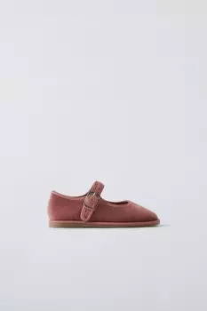 Балетки из бархата ZARA, розовый