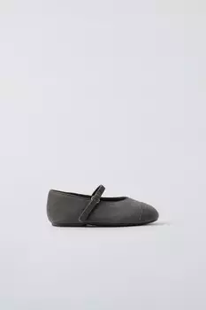 Балетки из бархата ZARA, серый