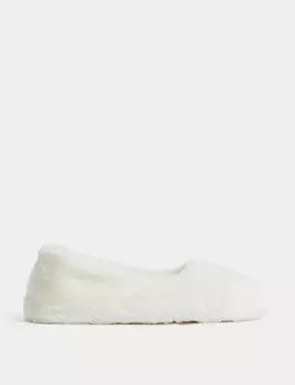 Балетки из искусственного меха с технологией Freshfeet Marks & Spencer, крем