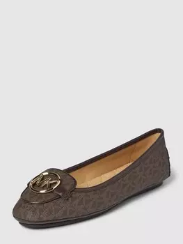 Балетки из кожи с узором-логотипом модель "LILLIE" MICHAEL Michael Kors, коричневый