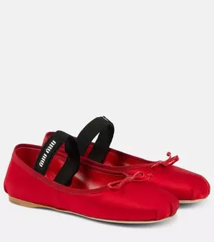 Балетки из сатина Miu Miu, Rosso