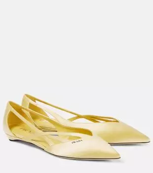 Балетки из сатина с логотипом Prada, Limone