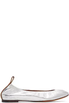Балетки из серебристой кожи Lanvin