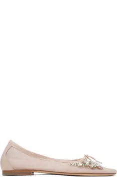 Балетки из сетчатой ткани с розовым цветочным узором Simone Rocha