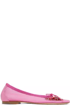 Балетки из сетчатой ткани с розовым цветочным узором Simone Rocha