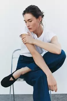 Балетки из сетки с двойным ремешком ZARA, черный