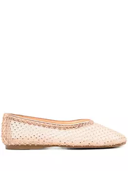 Балетки из сетки, украшенные кристаллами Forte Forte, нейтральный