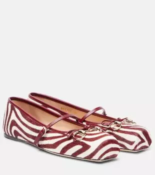 Балетки из телячьей кожи с конской пряжкой Gucci, White-Ros.Anc/Ro.Anc.