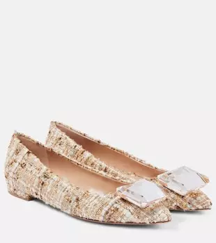 Балетки из ткани букле Jaipur Gianvito Rossi, цвет nude