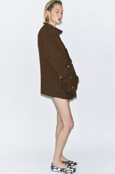 Балетки из ткани с животным принтом ZARA, разноцветный