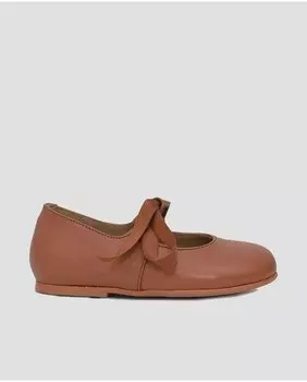 Балетки из верблюжьей кожи для девочек с бантом Mr. Mac Shoes, коричневый