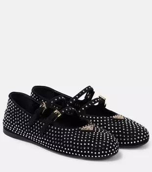 Балетки из замши с логотипом Prada, Cristal