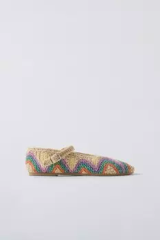 Балетки крючком ZARA, разноцветный