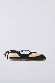 Балетки крючком ZARA, разноцветный