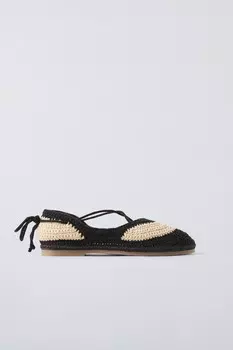 Балетки крючком ZARA, разноцветный